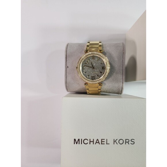 Michael Kors Gold Tone Watch Crystal Pave Dial Rhinestone Bezel Women\'s Retail 3 main image 5